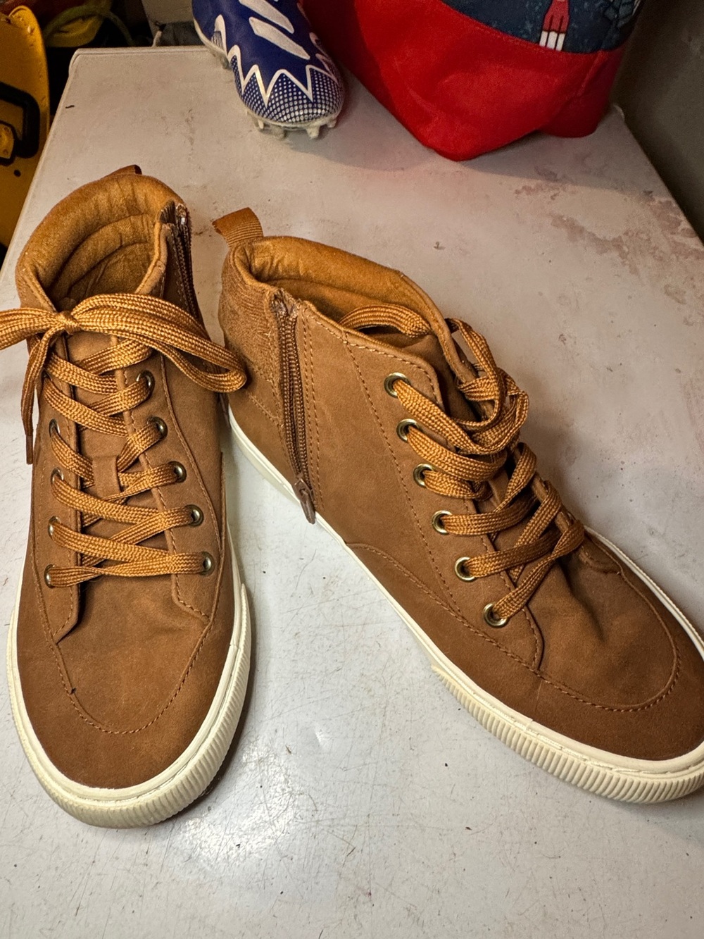 Cat & Jack boys Brown High-Top Sneakers with White Sole